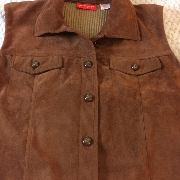 Vintage Liz Claiborne Faux Suede Front Vest - L - Picture 4 of 10